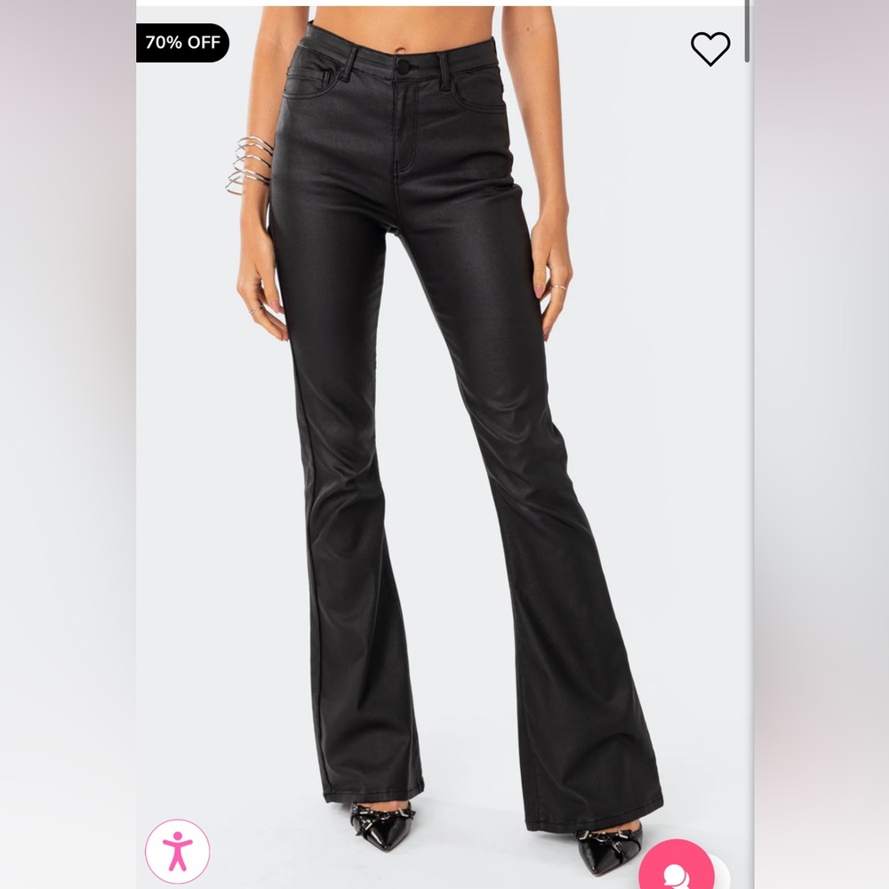 Edikted Luna faux leather flare jeans